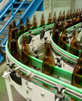 Bottles on production line